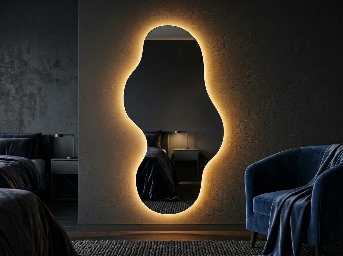 LED Lighted Asymmetrical Full Length Backlit Wall Mirror