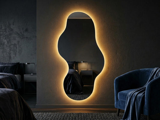 LED Lighted Asymmetrical Full Length Backlit Wall Mirror