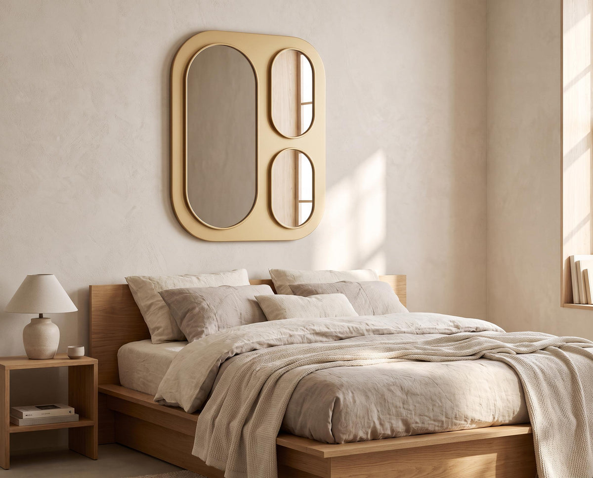 Geometric Multi Panel Wall Mirror, Art Deco Gold Statement Decor, Modern Entryway Accent