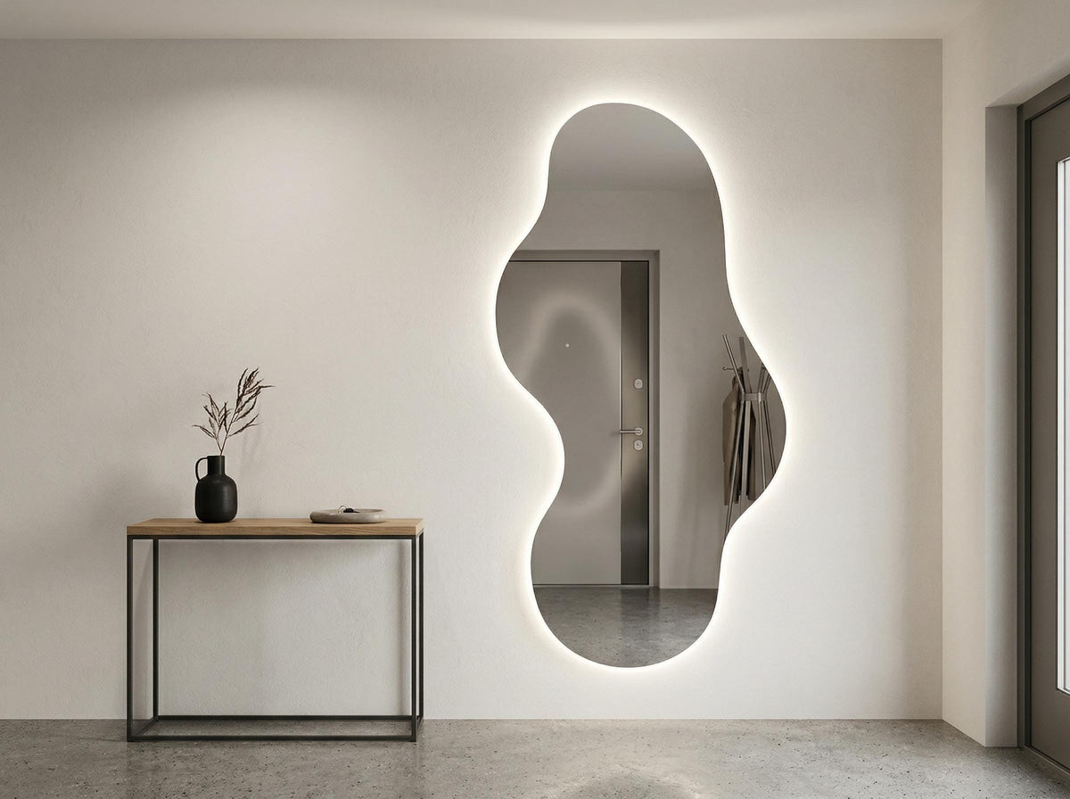 LED Lighted Asymmetrical Full Length Backlit Wall Mirror