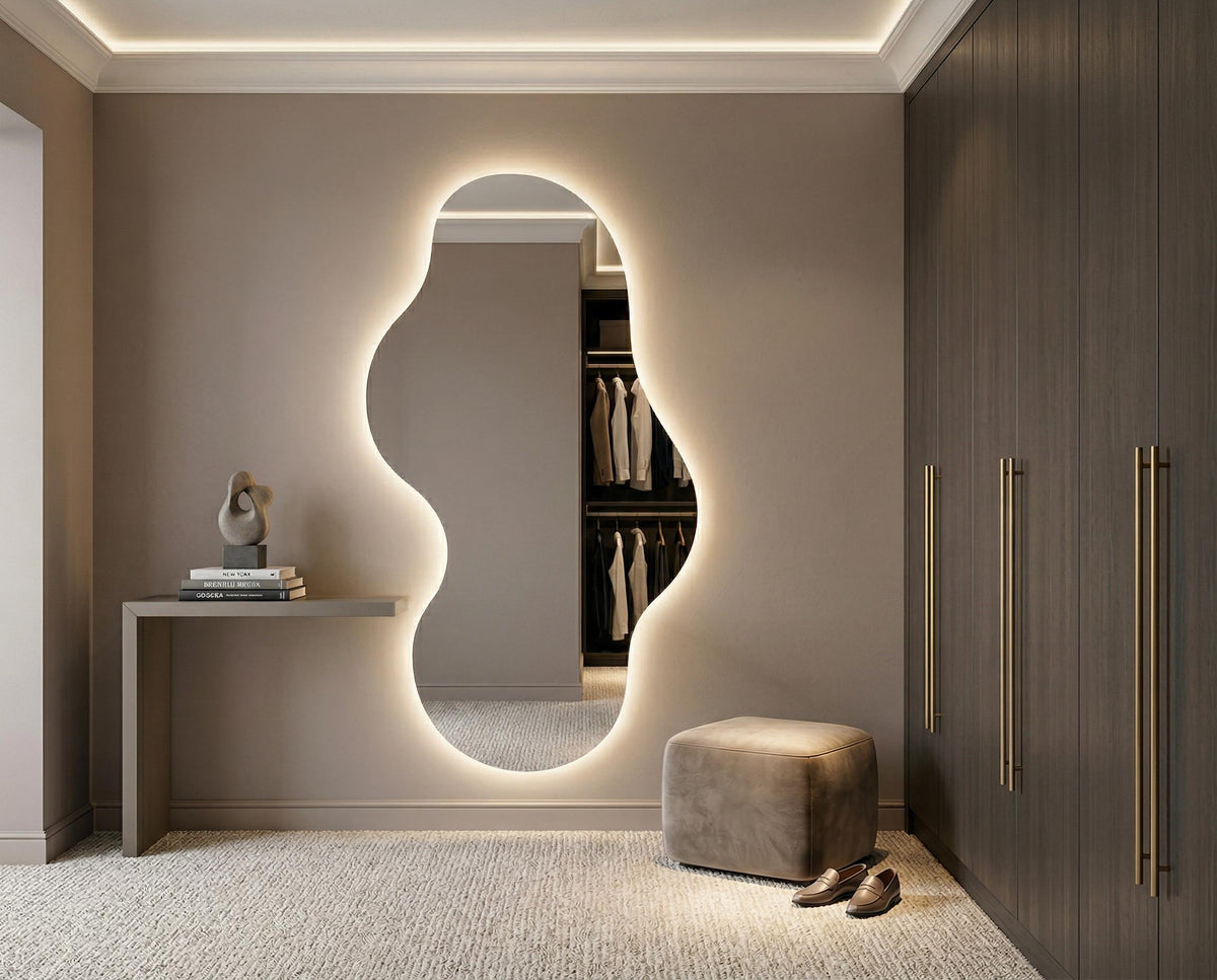 LED Lighted Asymmetrical Full Length Backlit Wall Mirror