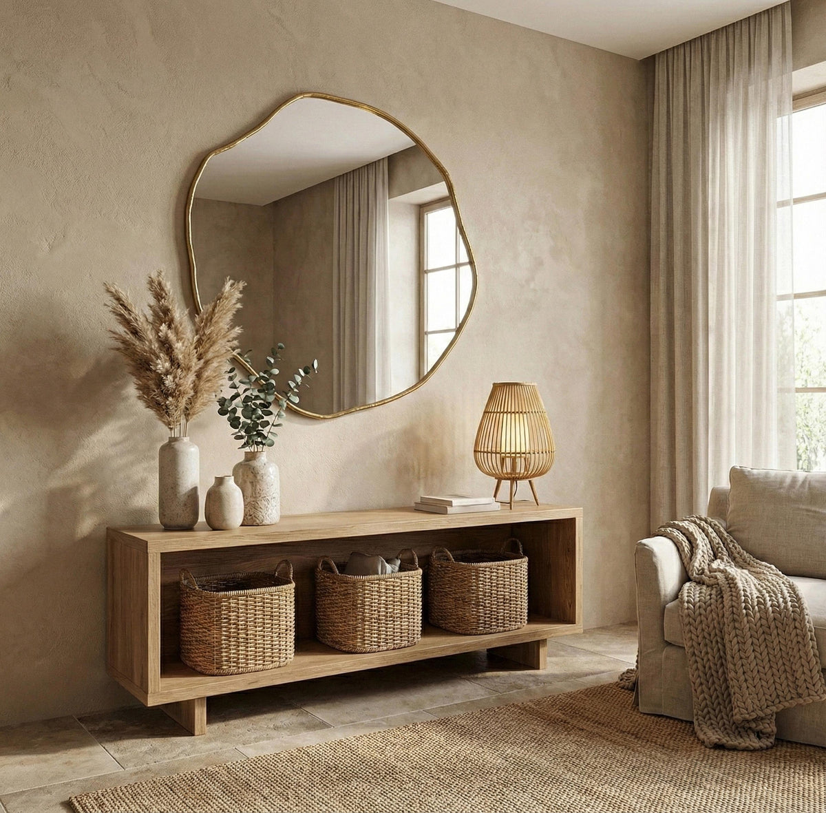 Asymmetrical Abstract Wavy Squiggle Mirror, Irregular Wall Decor, Elegant Statement Piece for Modern Interiors