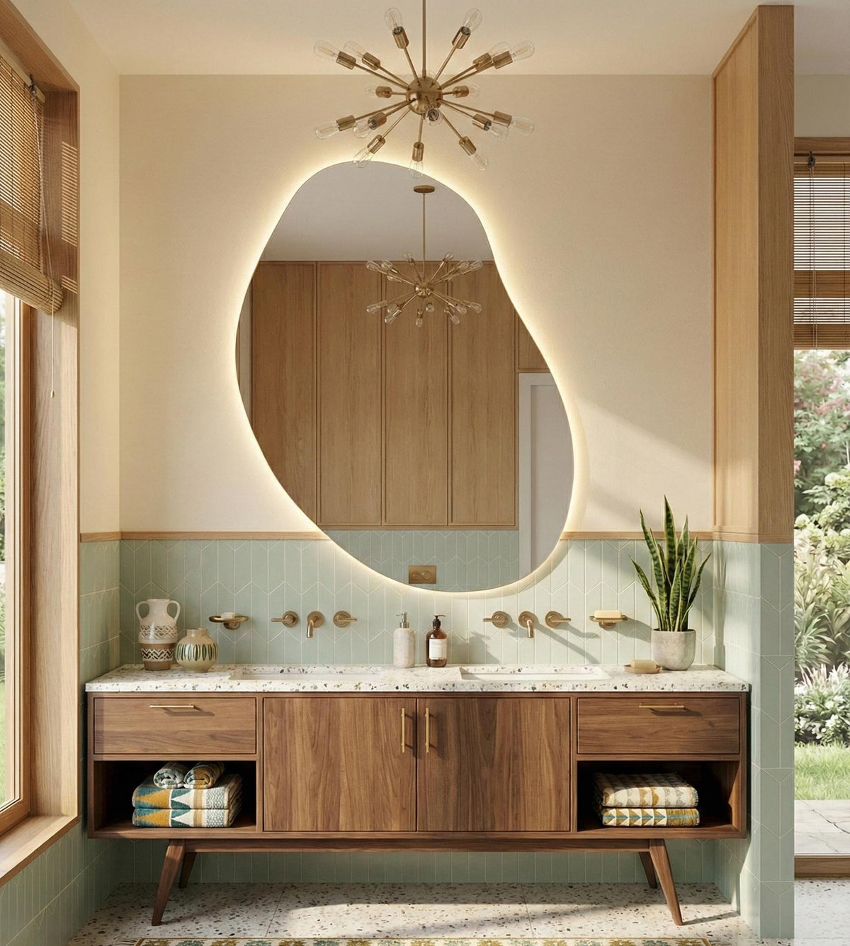 LED Lighted Asymmetrical Backlit Mirror