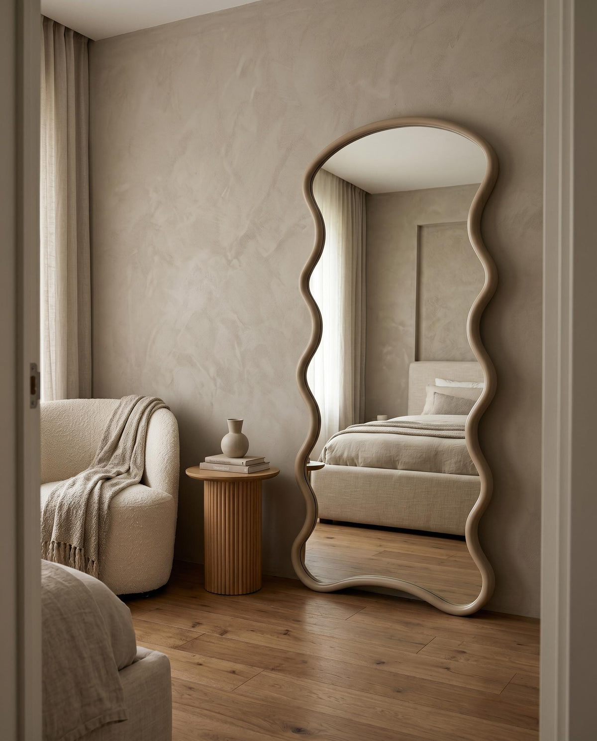 Wavy Full Length Floor Mirror — Leaning Bedroom Mirror