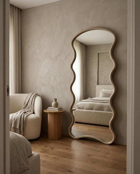 Wavy Full Length Floor Mirror — Leaning Bedroom Mirror