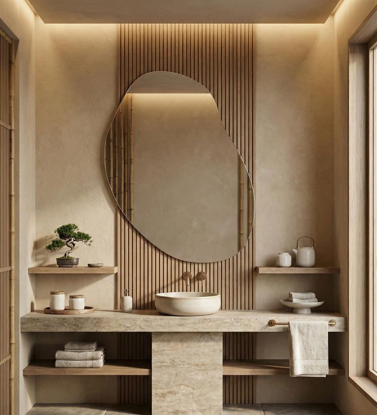 LED Lighted Asymmetrical Backlit Mirror