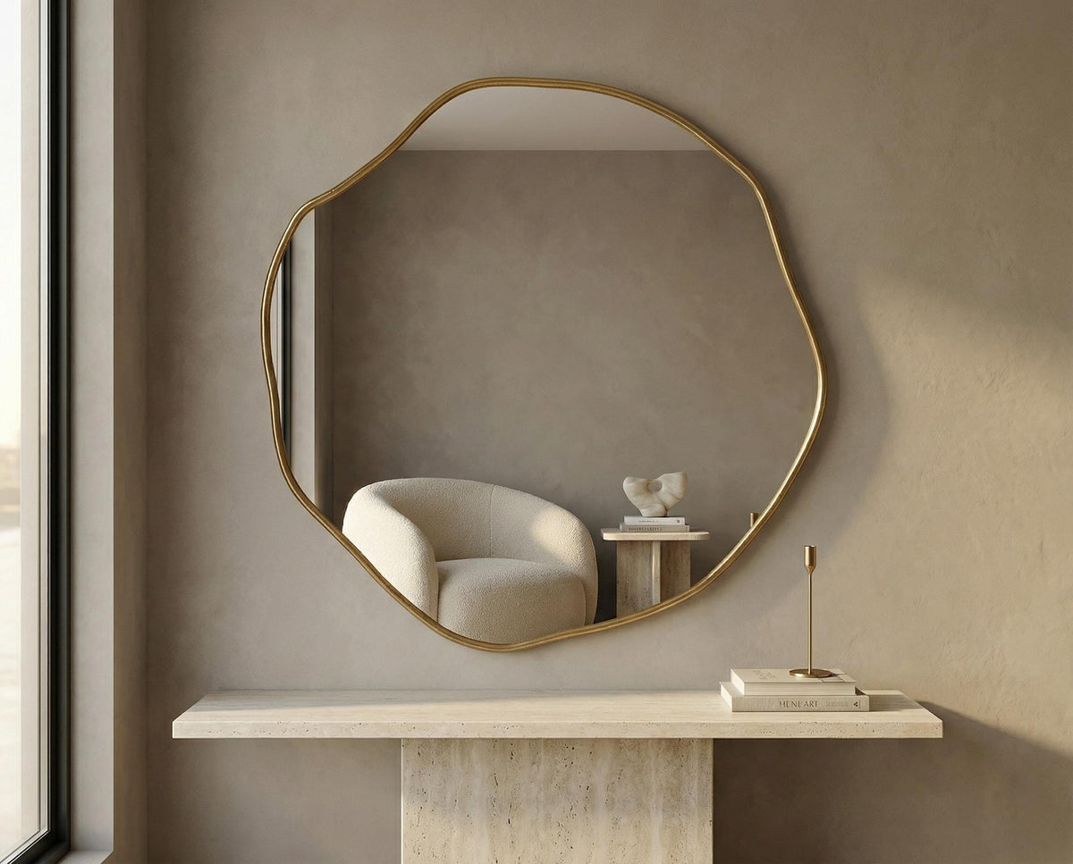 Asymmetrical Abstract Wavy Squiggle Mirror, Irregular Wall Decor, Elegant Statement Piece for Modern Interiors