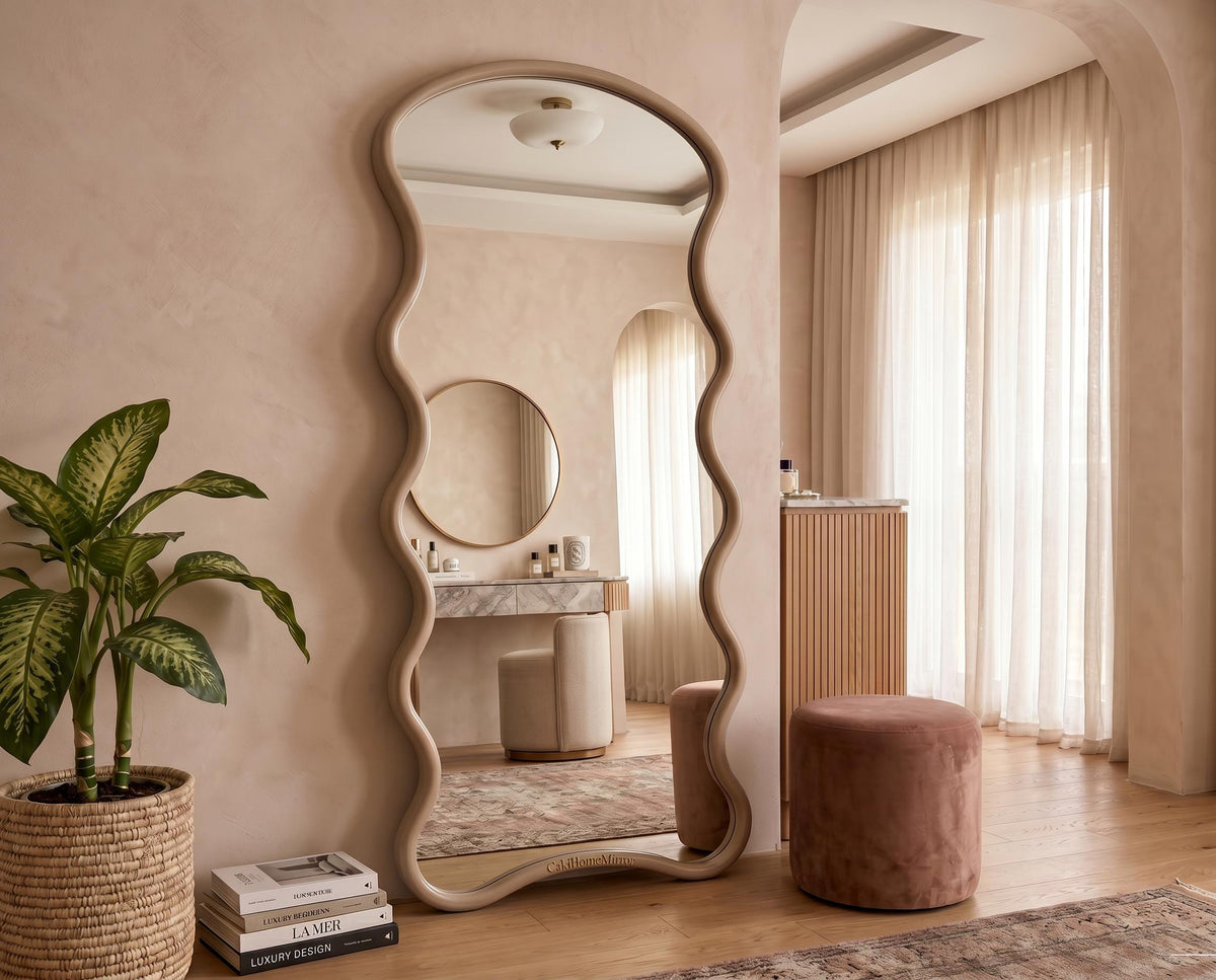 Wavy Full Length Floor Mirror — Leaning Bedroom Mirror