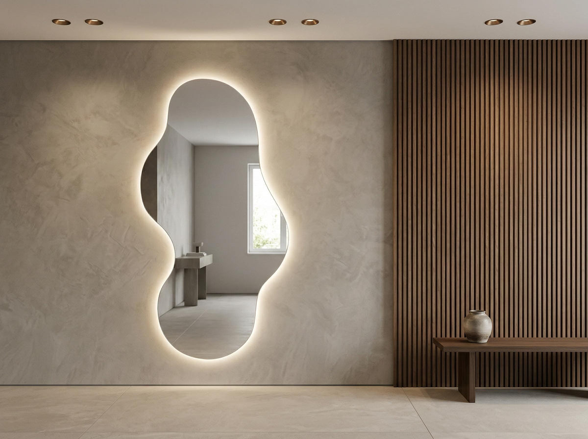 LED Lighted Asymmetrical Full Length Backlit Wall Mirror