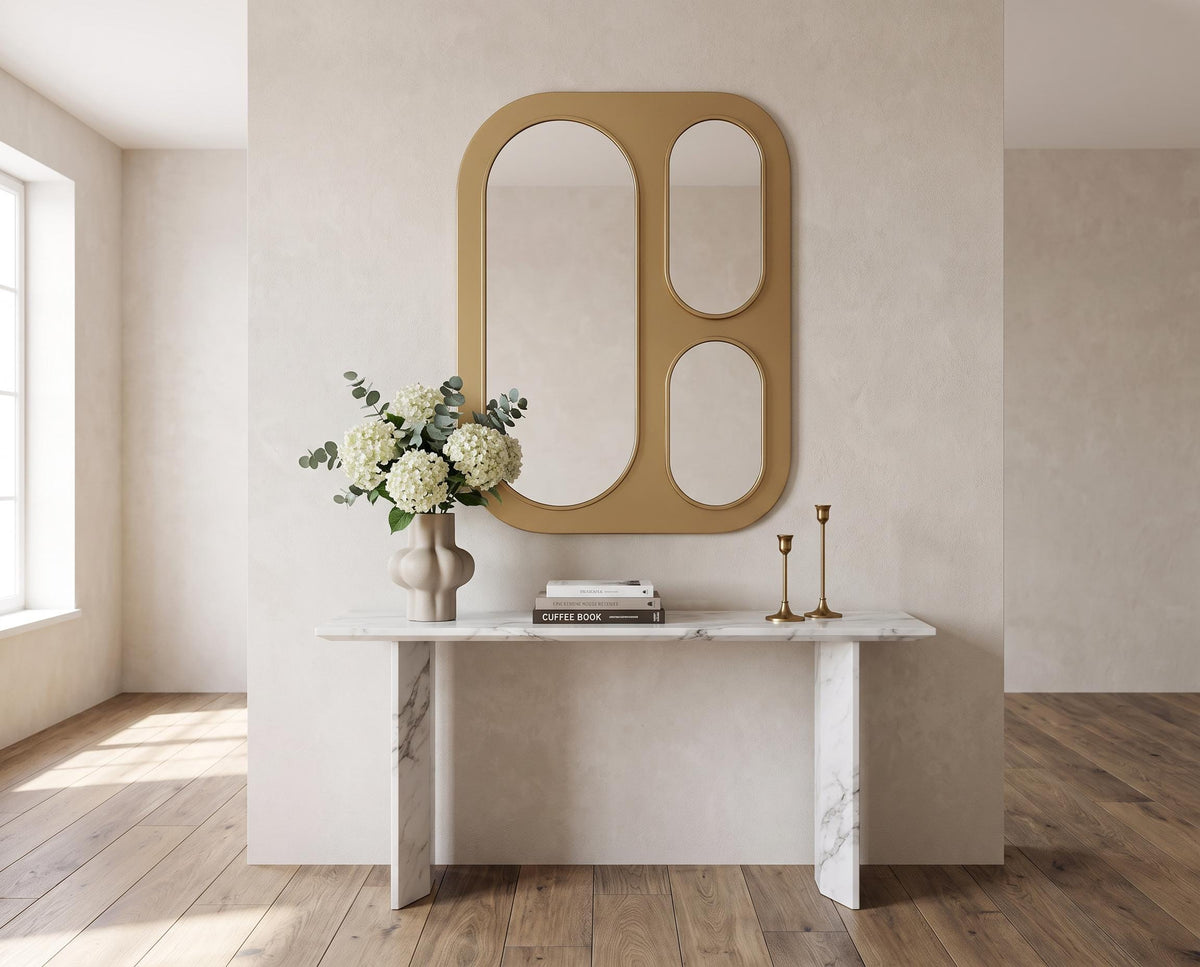 Geometric Multi Panel Wall Mirror, Art Deco Gold Statement Decor, Modern Entryway Accent