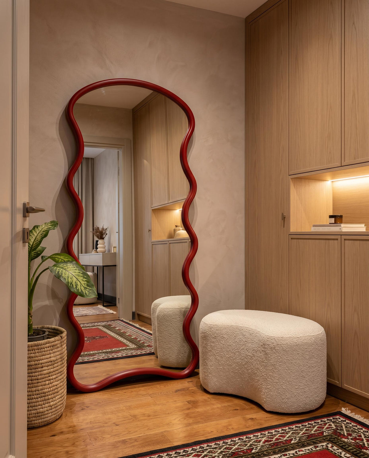 Wavy Full Length Floor Mirror — Leaning Bedroom Mirror