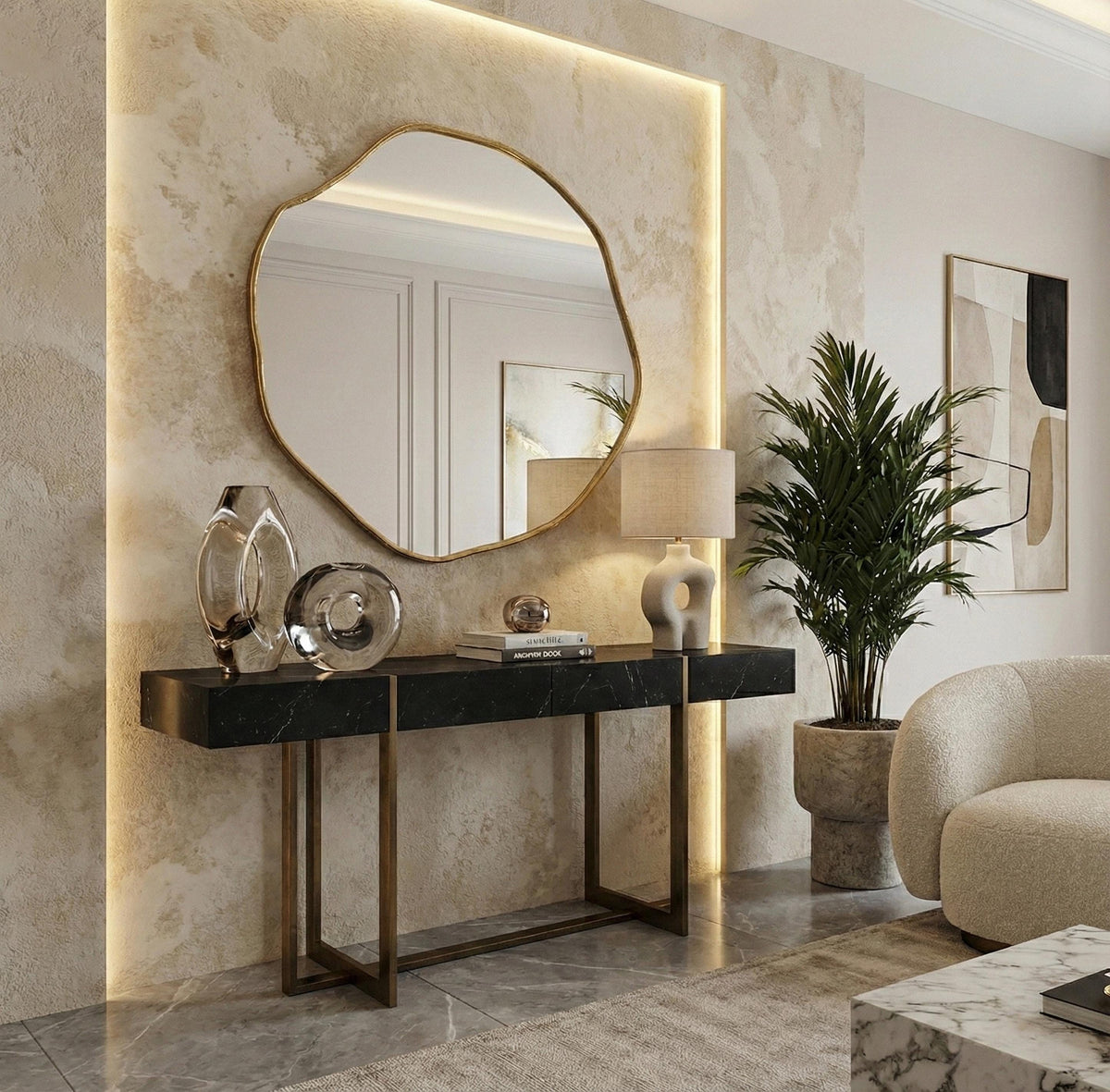 Asymmetrical Abstract Wavy Squiggle Mirror, Irregular Wall Decor, Elegant Statement Piece for Modern Interiors