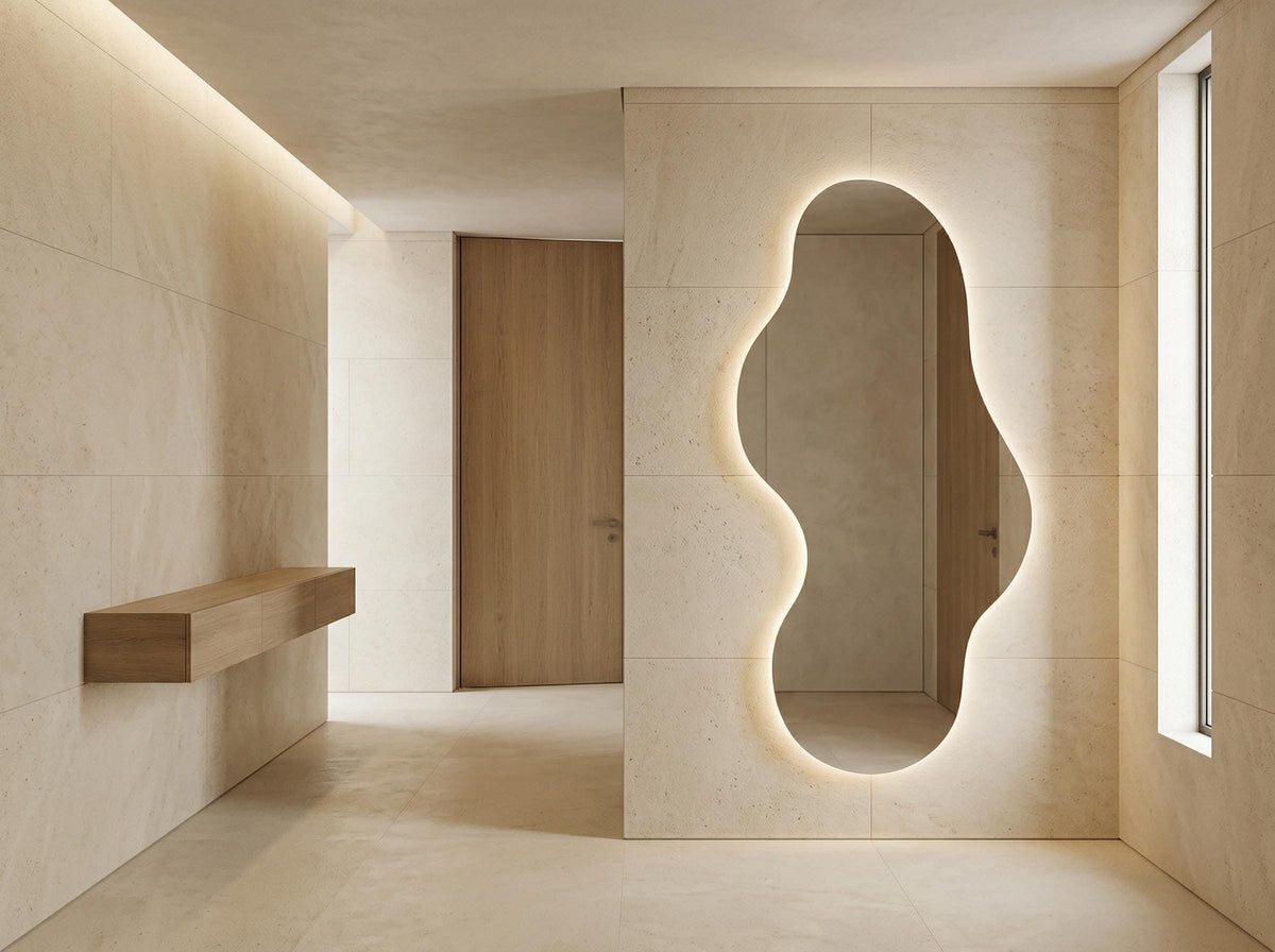 LED Lighted Asymmetrical Full Length Backlit Wall Mirror