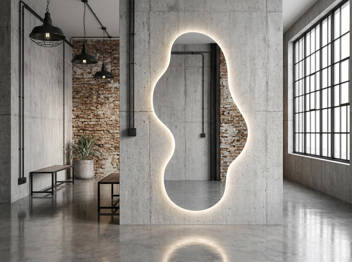 LED Lighted Asymmetrical Full Length Backlit Wall Mirror