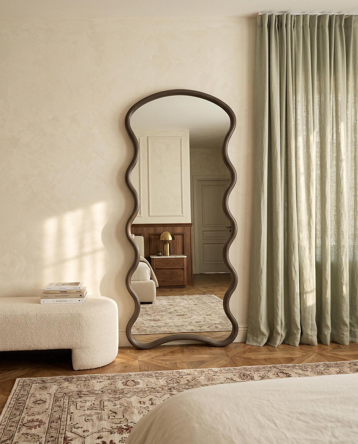 Wavy Full Length Floor Mirror — Leaning Bedroom Mirror